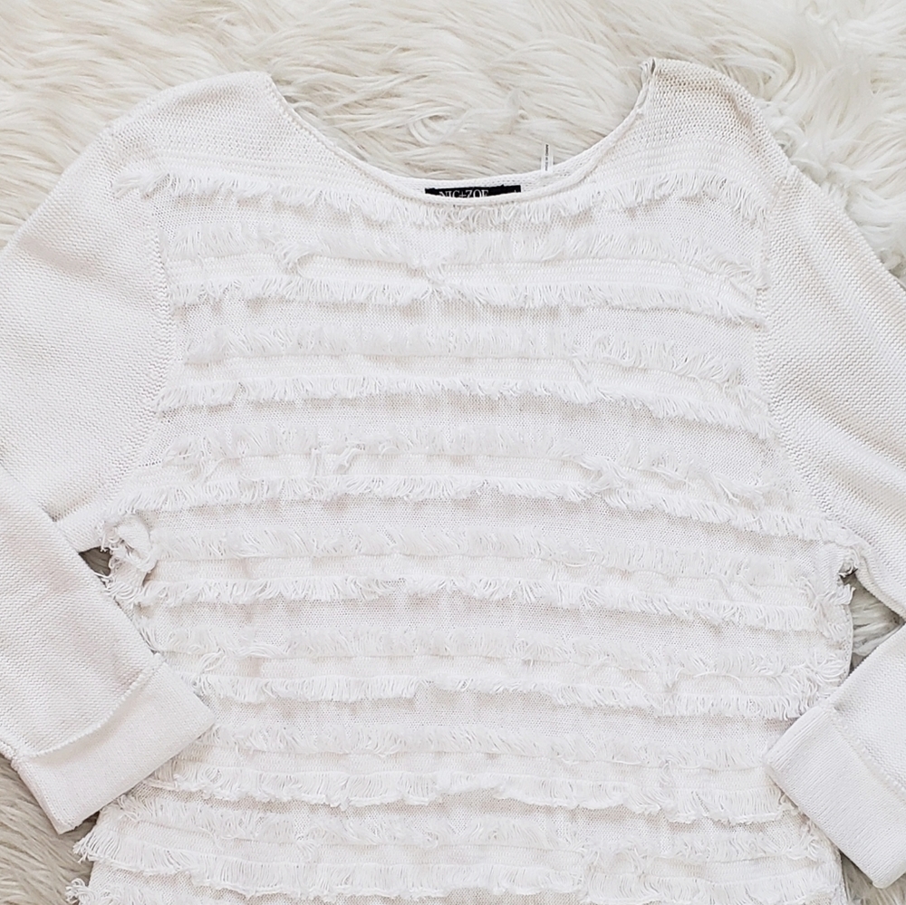 Nic + Zoe Sea Level Fringe White Sweater - Picture 3 of 9